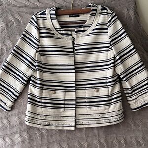 Karl Lagerfeld Navy and Cream Striped Blazer